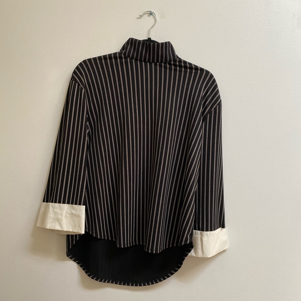 Zara Striped Mock Neck Top S